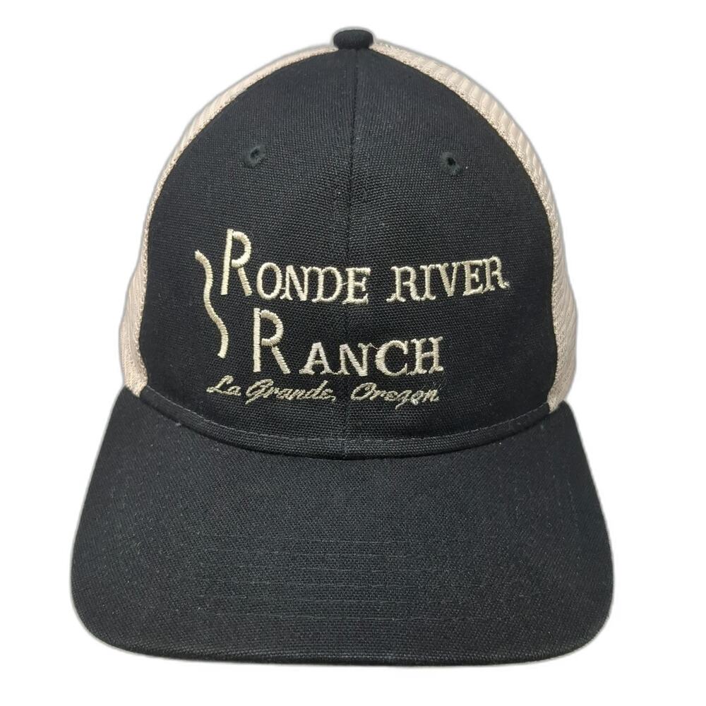 DRI-DUCK Trucker Hat Black One Size Ronde River Ranch Oregon Snapback Mesh Back